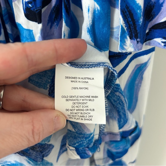 Abel the Label Anthropologie Blue White Floral Halter Boho Maxi Dress M - Picture 9 of 12